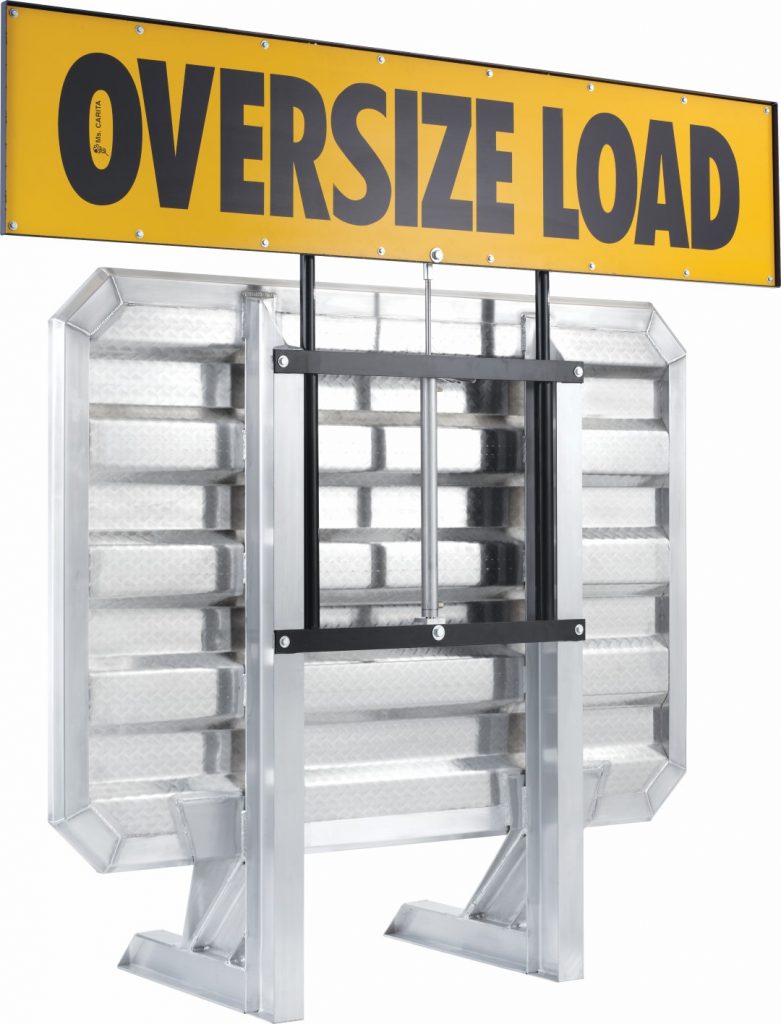 Cab rack oversized load sign for semi-trucks