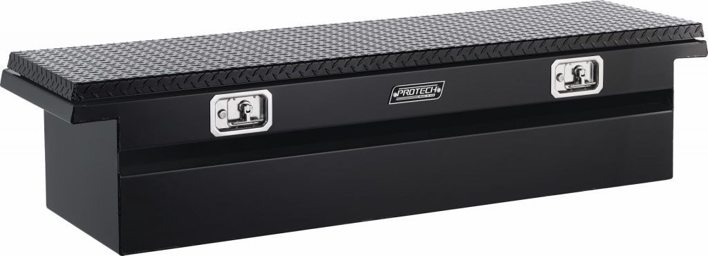 Textured matt black crossbody low profile pickup truck tool box