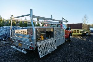 ProTech truck storage Construction truck with ProTech truck rack and storage boxes