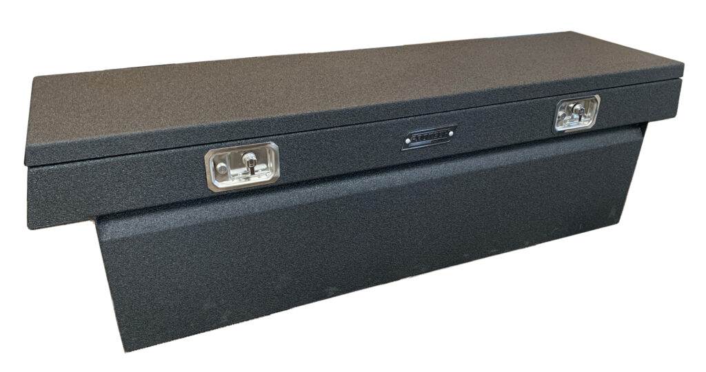 Steel crossbody toolbox for pickup truck