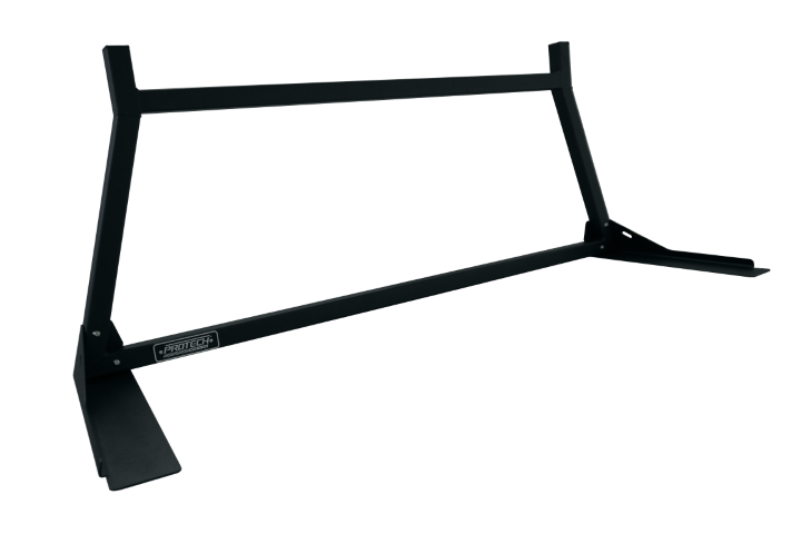 Side view of Steel Cab Rack with lumber stops and no mesh.