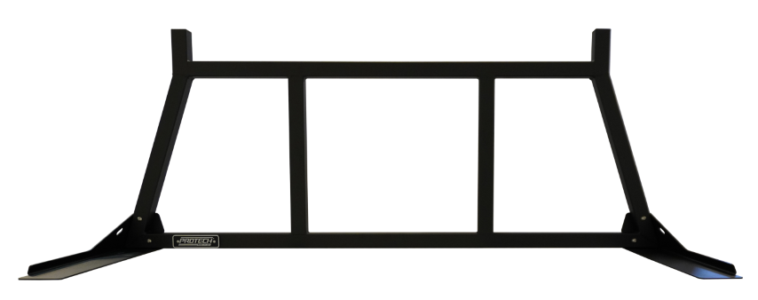 close up of steel cab rack with 2 inner vertical bars and lumber stops.