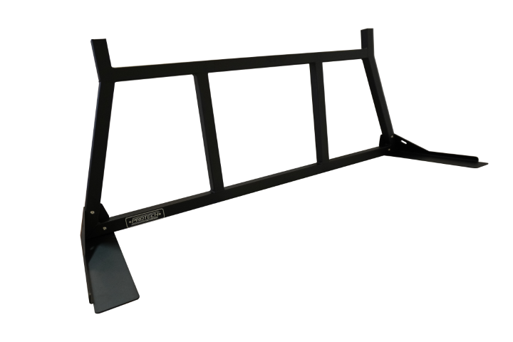 Steel cab rack with two inner vertical bars and lumber stops