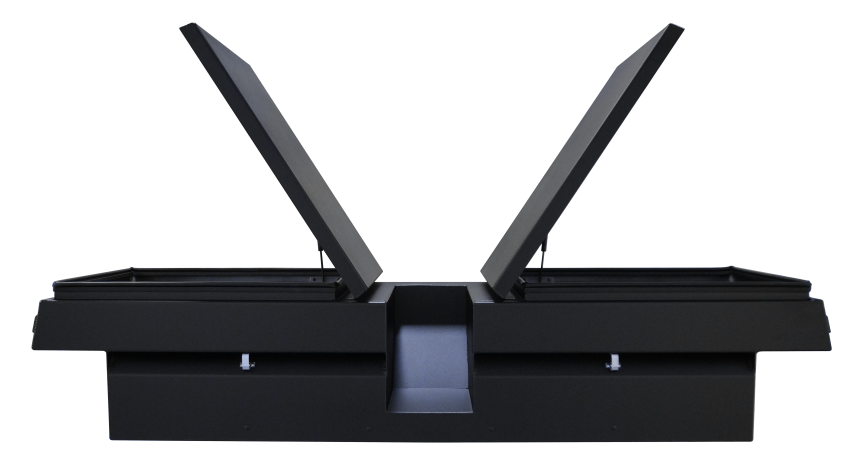 Powder coated aluminum gull wing black powered textured box with open lids