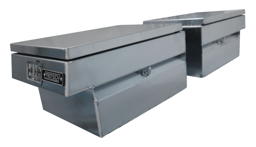 Mill finish aluminum gull wing motocross box side angle view